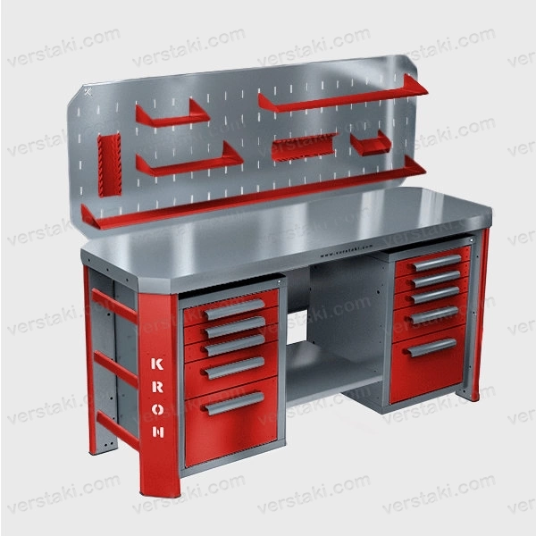 Фото-3796 Верстак двухтумбовый с экраном КРОН ГЕФЕСТ-ВС-505