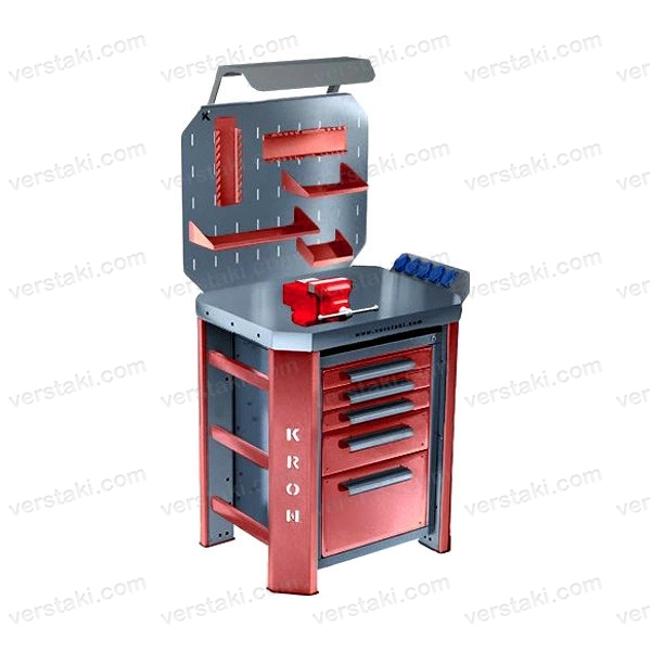 Фото-8005 Верстак однотумбовый с тисками КРОН Гефест-ВС-5-ЭПОБ-Т2Н1