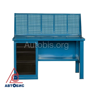 Фото-6301 Верстак слесарный двухтумбовый с защитным экраном АСО Псков ВИ-1