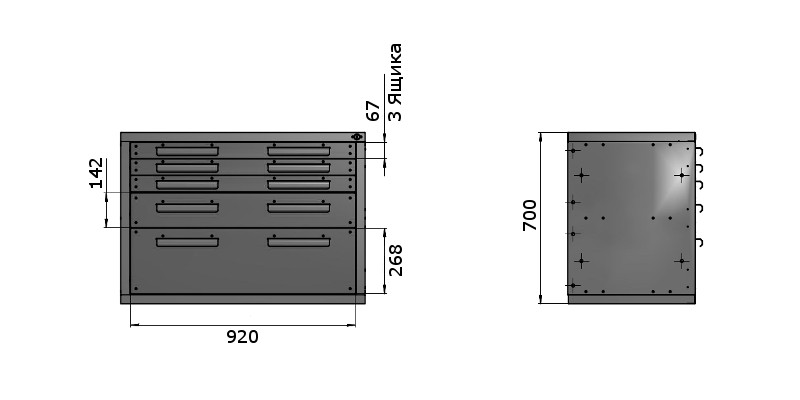 Тумба большая с пятью ящиками ТВС-6 