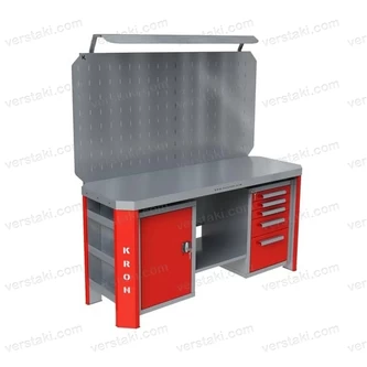 Фото-3688 Верстак с двумя тумбами и большим экраном КРОН Гефест-ВС-105-ЭДО