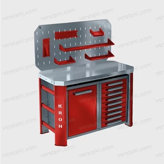 Верстак металлический двухтумбовый с тумбой и драйвером КРОН ГЕФЕСТ-ВС-19