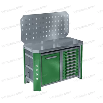 Фото-10459 Верстак металлический двухтумбовый с тумбой и драйвером КРОН ГЕФЕСТ-ВС-19